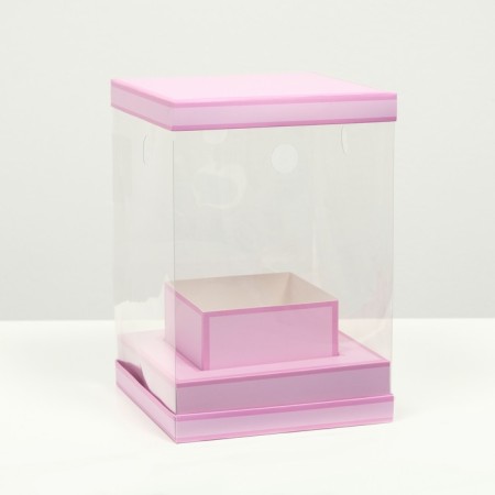 Box for flowers with a vase and PVC windows are folding, lilac, 16 x 23 x 16 cm-1