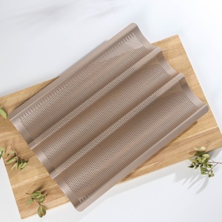 Baga baking dress Gold perforated, 38.5 × 28.5 × 3.5 cm, anti -stick coating, gold color