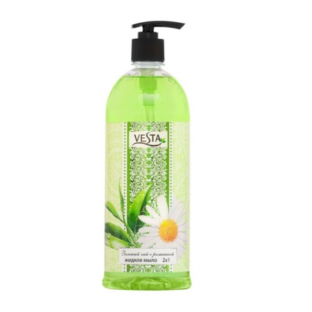 Liquid soap Vesta 2 in 1 "Green Tea with chamomile", 1 liter