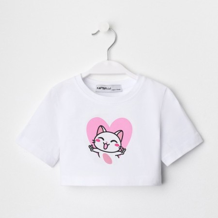 T -shirt Children's shortened KAFTAN "Kotik", p. 28 (86-92 cm), white-3