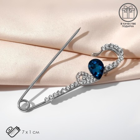 Pin "heart" halves, 7.5 cm, white blue in silver-2