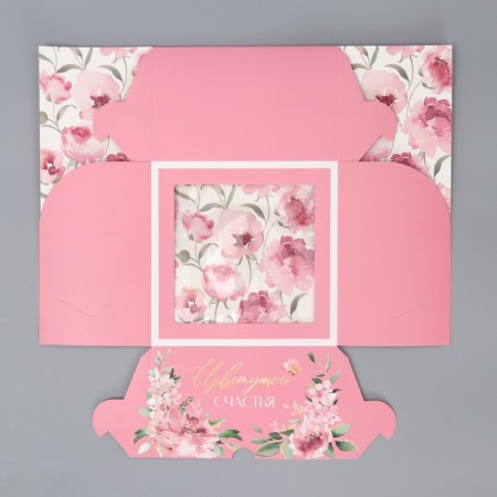 Capcake box, confectionery packaging double -sided, 4 cells "Tenderness" 16 x 16 x 10 cm-3