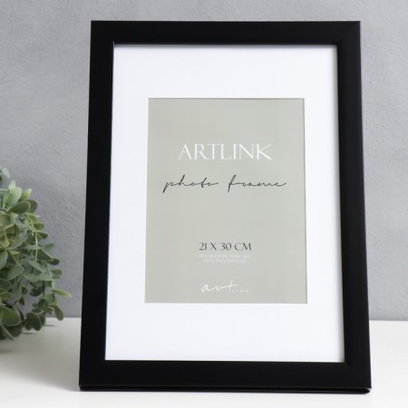 Photo frame Plastic "Gloria" 21x30 cm, with a paspartm, black-1
