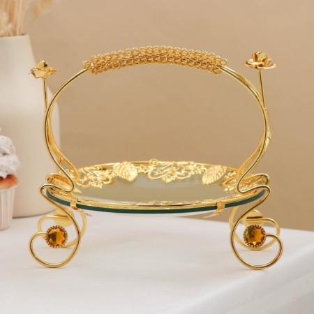 Rose Garden dessert stand, round, 21 × 18.5 × 18, gold color