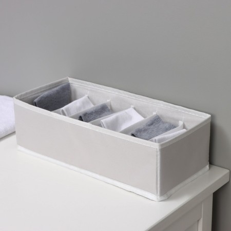 Organizer for linen 6 cells LadOM, 34x15x10 cm, beige color-8