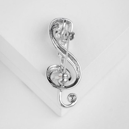 Brooch "Retro microphone" with a note, color silver-1