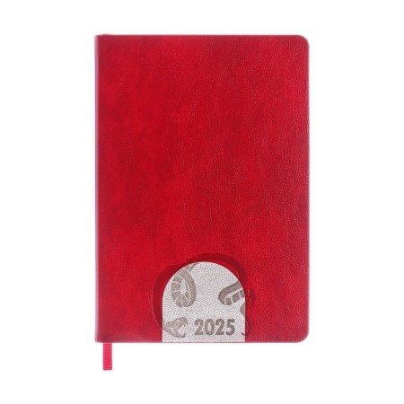 Dated diary 2025, A5, 176 sheets, Hong Kong, solid cover, pancake embossing, with liesse, block 80 g/m2, red