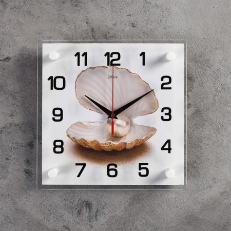 Wall clock: sea, "pearl in the shell", 25x25 cm