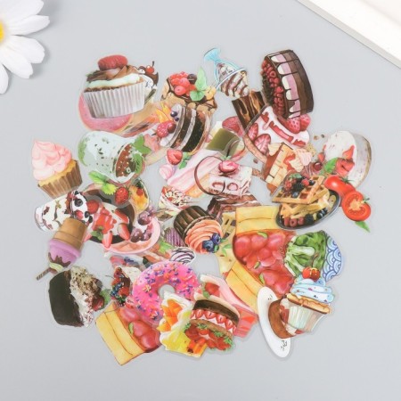 Stickers for creativity "Light dessert" PVS set of 50 pcs 3x2 cm