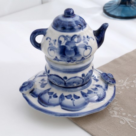 Souvenir "Samovar", large, 27 x 20 cm, gzhel-5