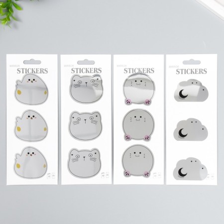 Sticker plastic mirror "animals" mix 8.5x21 cm