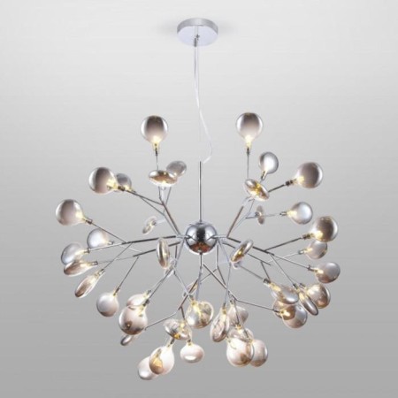 Lamella chandelier, 45x3W G4, chrome color