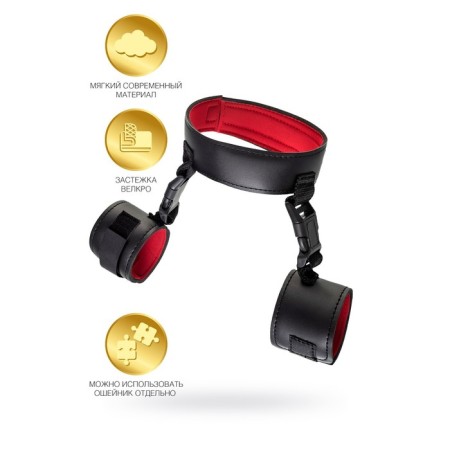 Collar with handcuffs Toyfa Theater, PVC, 44 cm, black color-8
