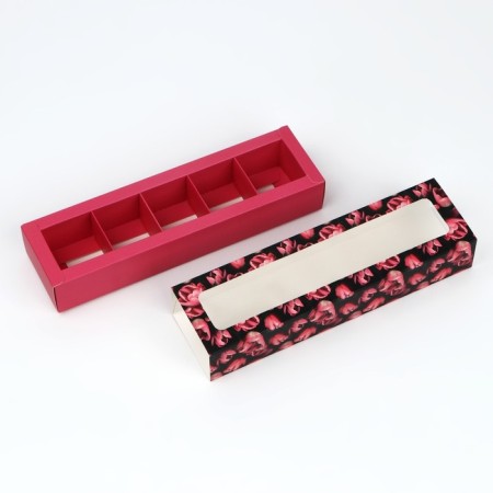 Box for 5 sweets with fuchsia cells, 21 x 3.3 x 5.8 cm-3