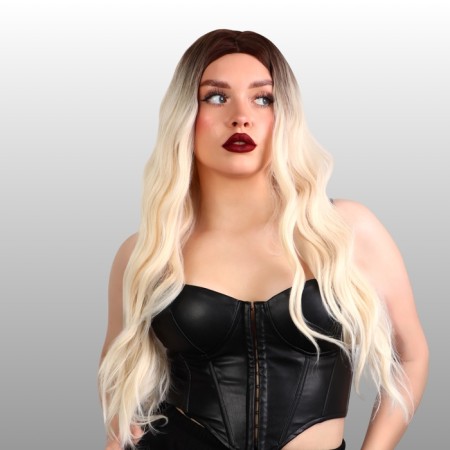 Artificial wig, simulation of the skin, 60 cm, 160 grams, light/blond color (#SHT8/SHT60A)-1