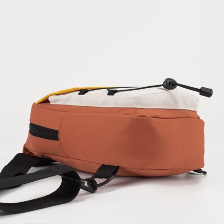Male sling bag from textiles, orange/beige color-2