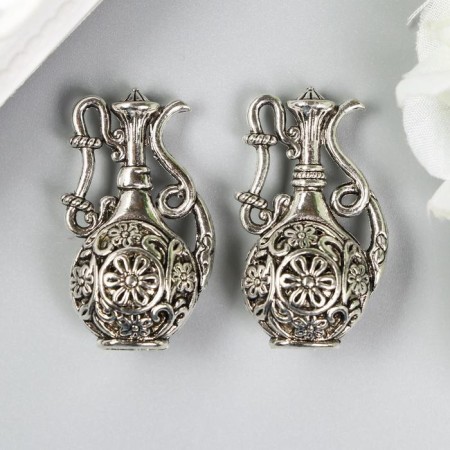 Decor Metal for creativity "A jug with flowers" silver (A19635) 3.6x2x2 cm-2