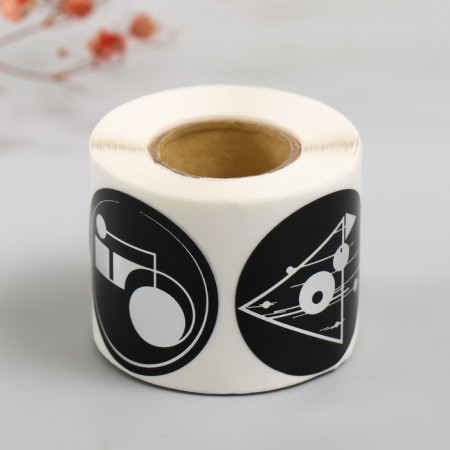 Sticker Paper "Geometry Abstraction" embossing silver d = 3.8 cm 252 pcs in the roll-5