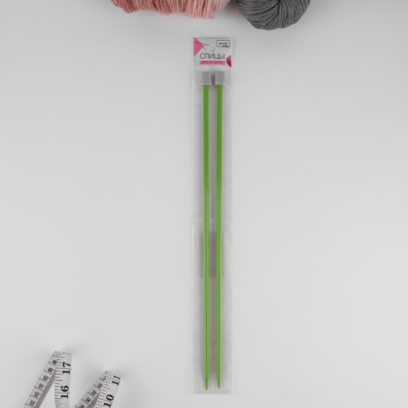 Knitting needles, straight lines, d = 6 mm, 35 cm, 2 pcs, green color-2