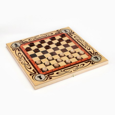 Board game 3 in 1 "Status": chess, checkers, backgammon, board wood 50 x 50 cm-2