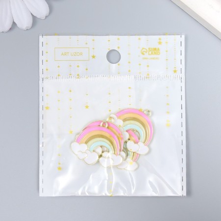 Decor for creativity metal, enamel "Rainbow with hearts" gold 3x2.5 cm-3
