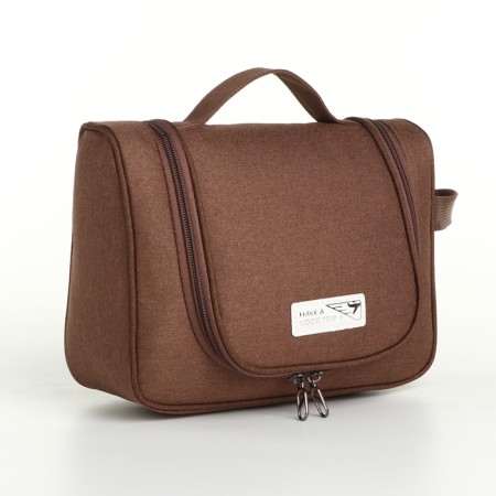 Cosmeticis-mester with zipper, brown color