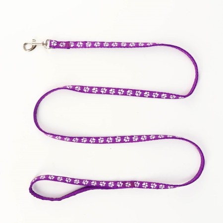 The set of stitched "paws", leash 120 x 1 cm, OG 23-35 cm, purple-5