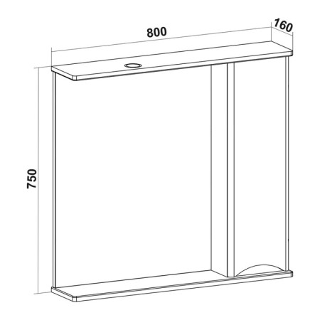 Bathroom mirror "Athena 80" right, 16 x 80 x 75 cm-2