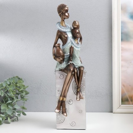 Polystone souvenir "Africa - mother and child" silver 11.5x12x41 cm-1