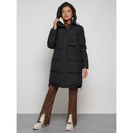 Coat insulated winter female, size 52, black color-4