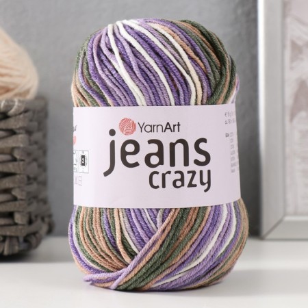 Yarn "Jeans Crazy" 55% cotton, 45% acrylic 160m/50g (7207 violet-sir-green.)-4