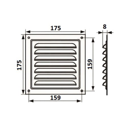 Ventilation grate Zein luxury RM1717, 175 x 175 mm, with a grid, metal, white-6