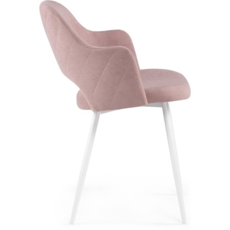 Stol on a metal frame Gutrids metal/velor, white/pink 51x56x82 cm-3
