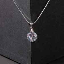 Strazinka pendant is large, the color is white-radiant in silver, 40 cm