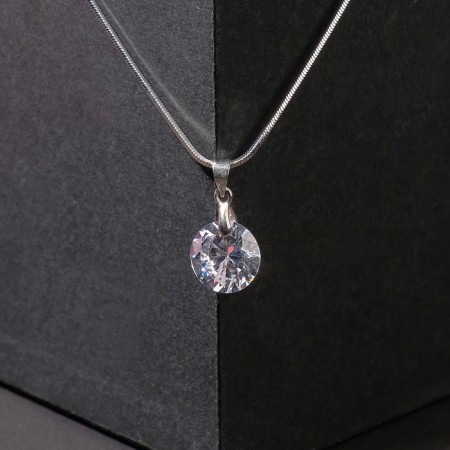Strazinka pendant is large, the color is white-radiant in silver, 40 cm
