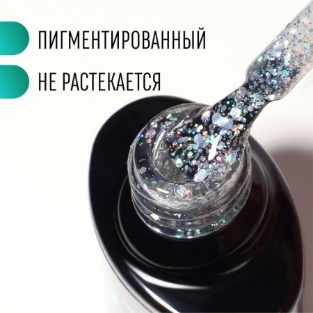 Gel nail polish, Glitter Flash, 3 phase, 8ml, LED/UV, transparent/holographic (03)-1