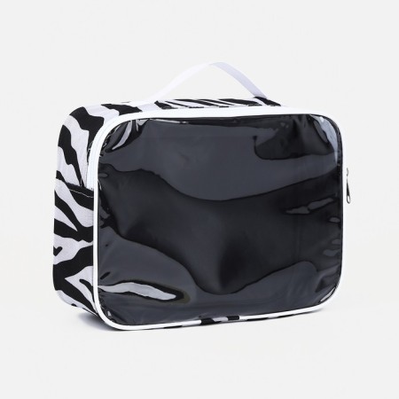 Cosmetic bag with lightning, white/black color