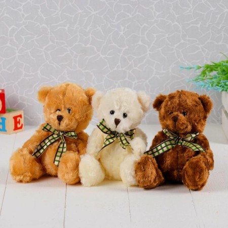 Soft toy "Bear Cinter", bow, cage, color mix-1