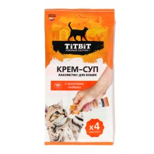 Cream-SUP TITBIT Cream for cats with pieces of turkey, 10 g x 4 pcs.
