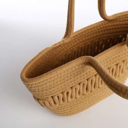 Female wicker bag without fastening, beige color-5