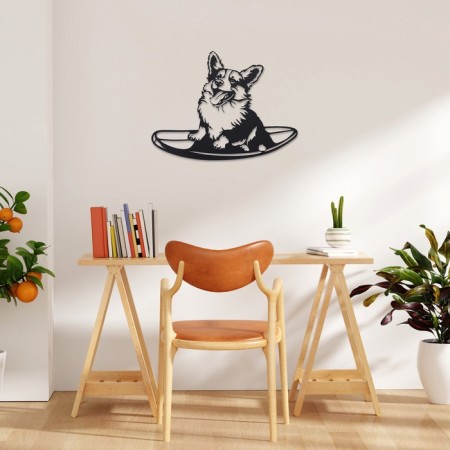 Decoration wall for the interior, panel on the wall of wood "Corgi", 59 x 44 cm-2