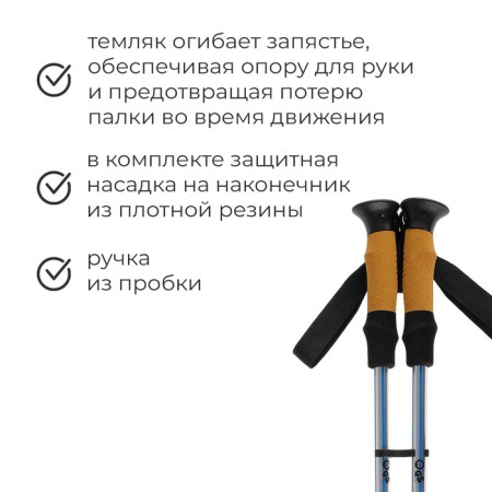 Sticks for Scandinavian walking online, telescopic, 3 sections, up to 135 cm, 2 pcs., Mix color-1