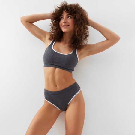 Female set (top, panties) dark gray color, size 46-48