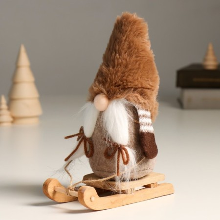 Interior doll "Granny in a fur cap on a sled" 22.5 cm