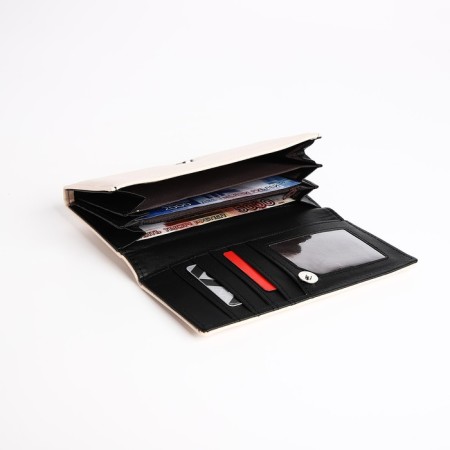 Women's wallet on magnet, beige color-3