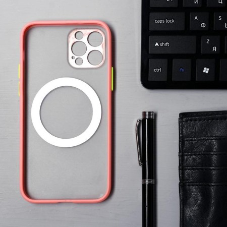 Luazon cover for the iPhone 12 Pro, support for Magsafe, edging, plastic, pink-1