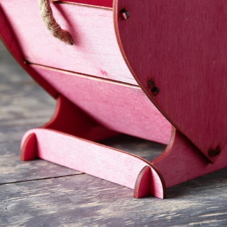 Kashpo wooden 17.7 × 10.5 × 15 cm Unique "Heart for two", pen rope, burgundy-2
