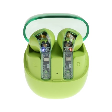 Wireless headphones R20, TWS, inserts, BT 5.3, 30/200 mAh, noise reduction, green-3