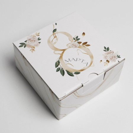 Box Gift team, packaging, “March 8”, 15 x 15 x 7 cm