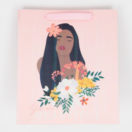 Gift package laminated, packaging, “you are beautiful”, rainbow holography, ml 23 x 27 x 11.5 cm-5